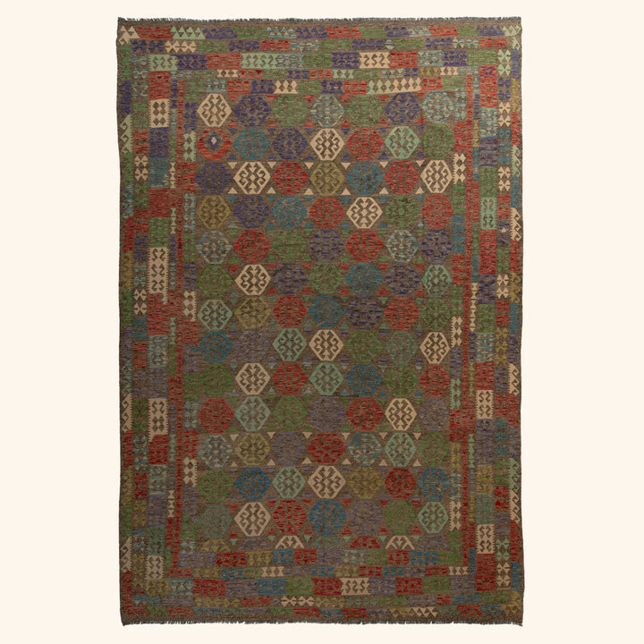 Multicolored Flatweave Wool Rug - 10' x 14'8"