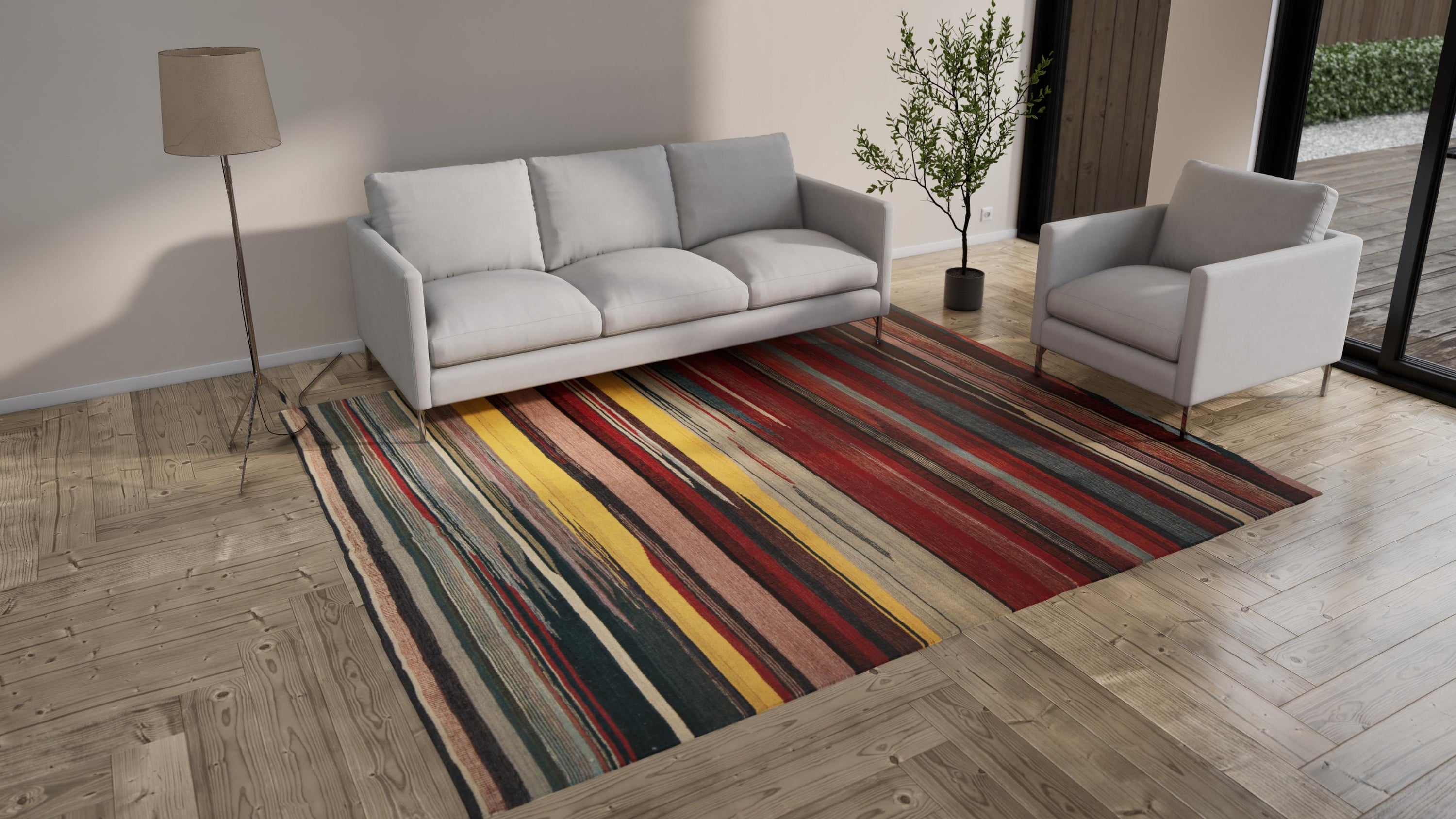 Multicolored Flatweave Wool Rug - 8'3" x 9'10"