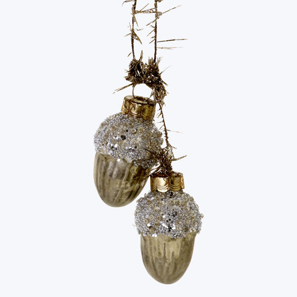 Frosted Silver Acorns Ornament Default Title