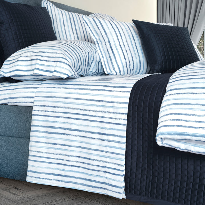 Rigato Duvets & Shams, Blue Pillow Sham / Standard