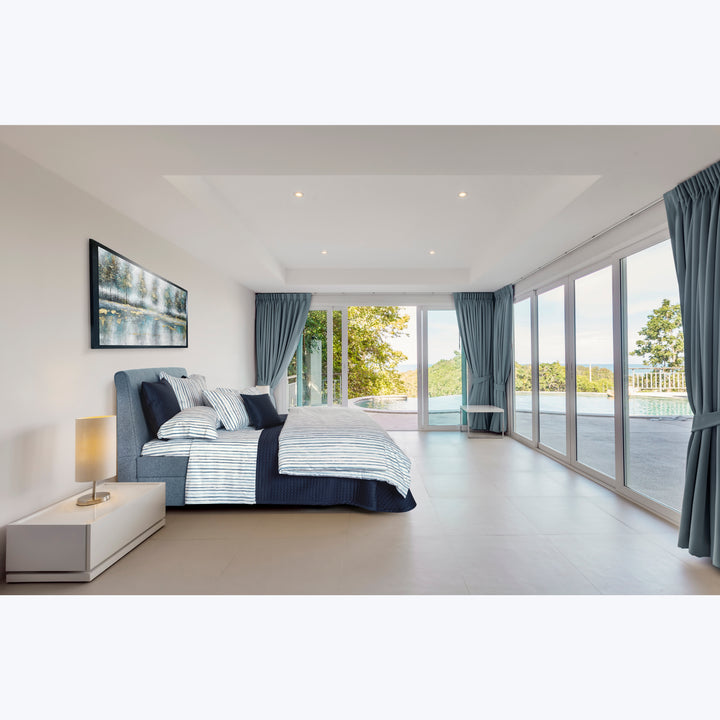 Rigato Duvets & Shams, Blue Duvet Cover / Queen