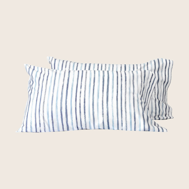 Rigato Sheets & Pillowcases, Blue Pillowcase Pair / Standard