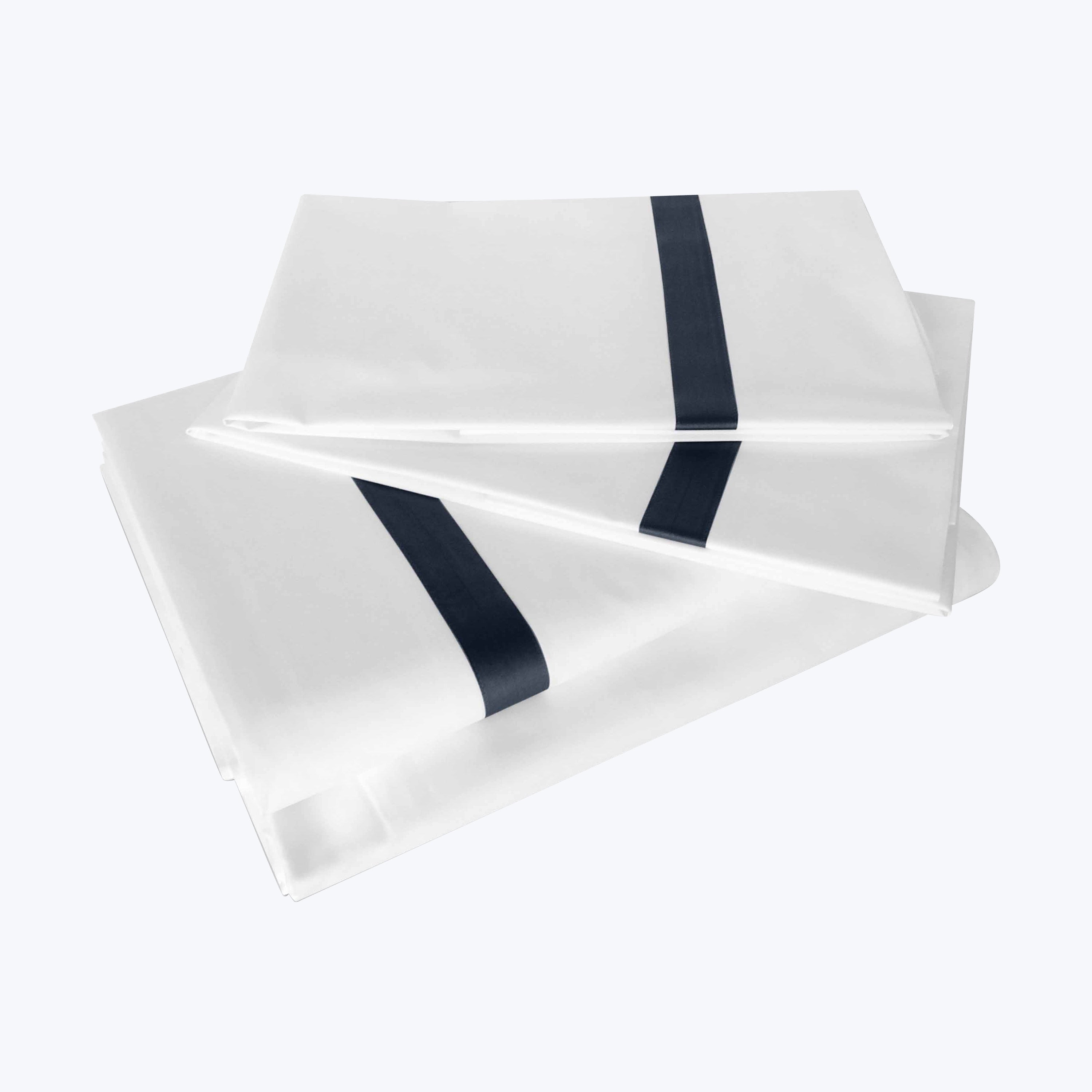 Pegaso Sheets & Pillowcases Pillowcase Pair / Standard / White/Dark Blue