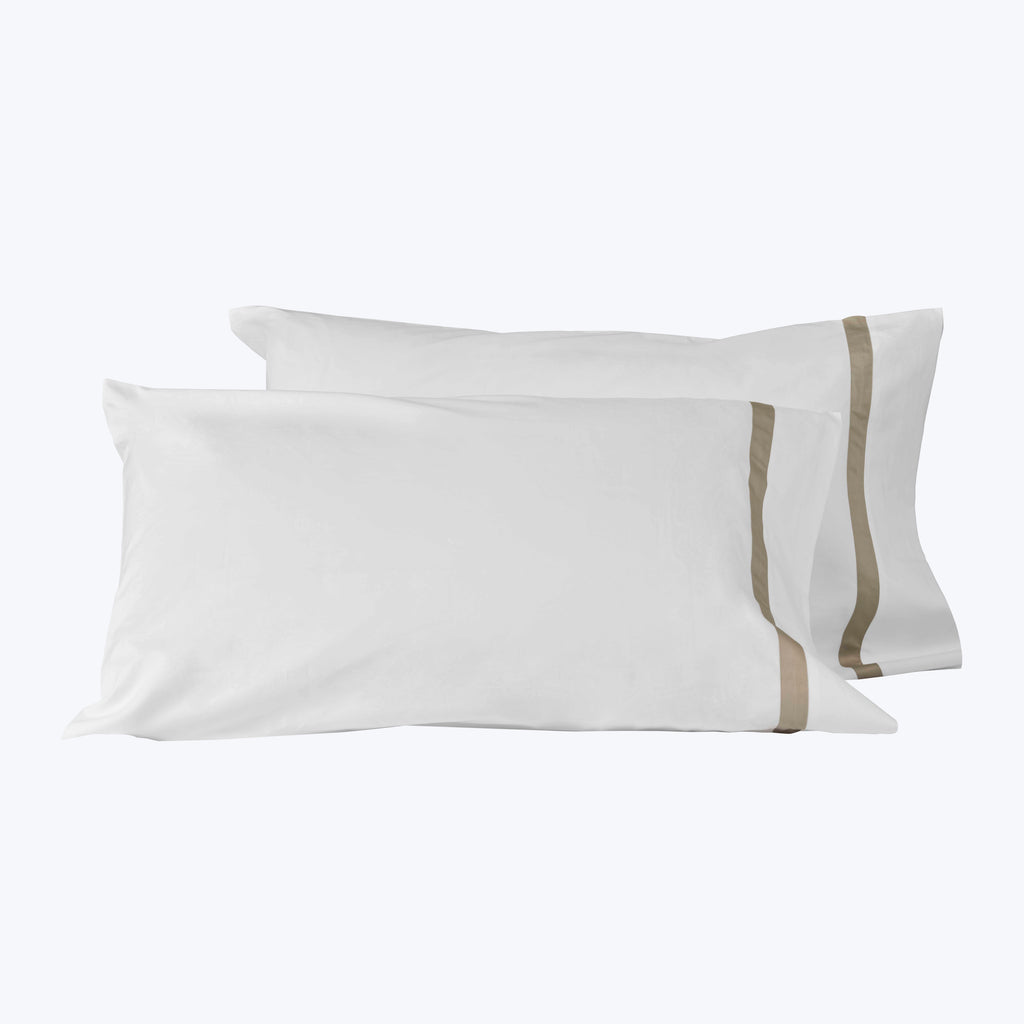 Pegaso Sheets & Pillowcases Pillowcase Pair / Standard / White/Khaki