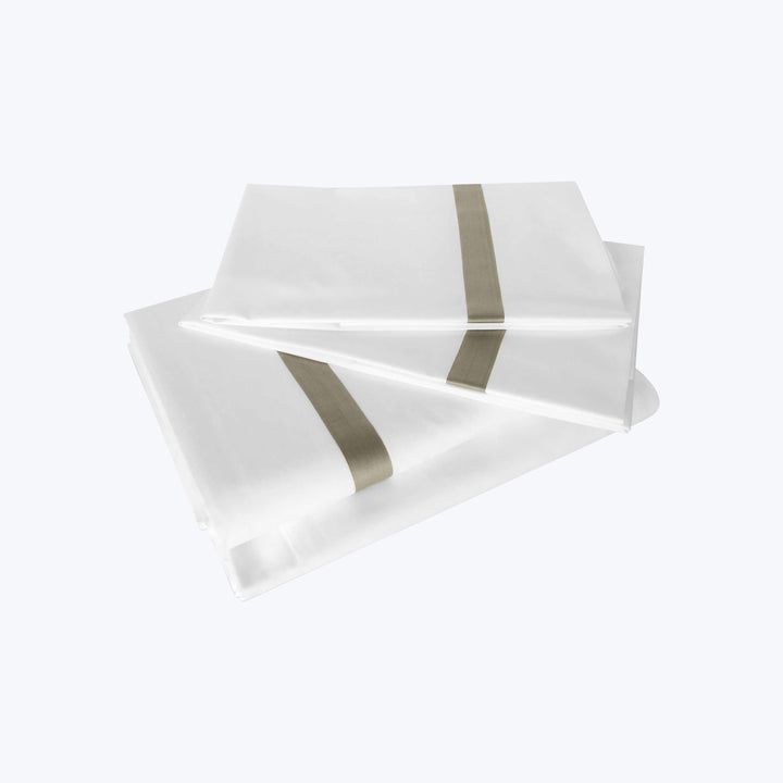 Pegaso Sheets & Pillowcases Pillowcase Pair / Standard / White/Khaki