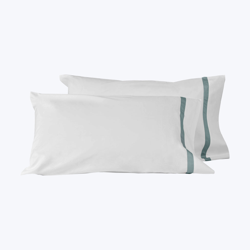 Pegaso Sheets & Pillowcases Pillowcase Pair / Standard / White/Wilton Blue