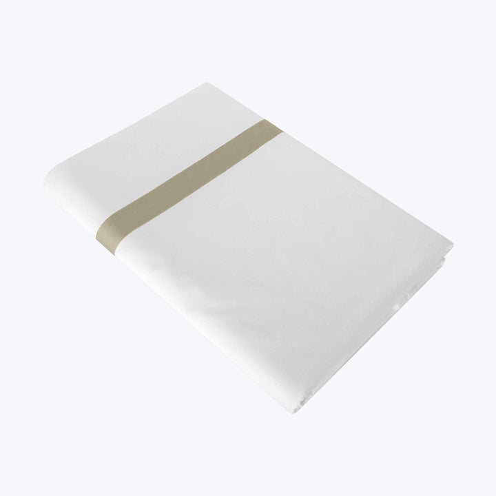 Pegaso Sheets & Pillowcases Flat Sheet / Twin / White/Khaki