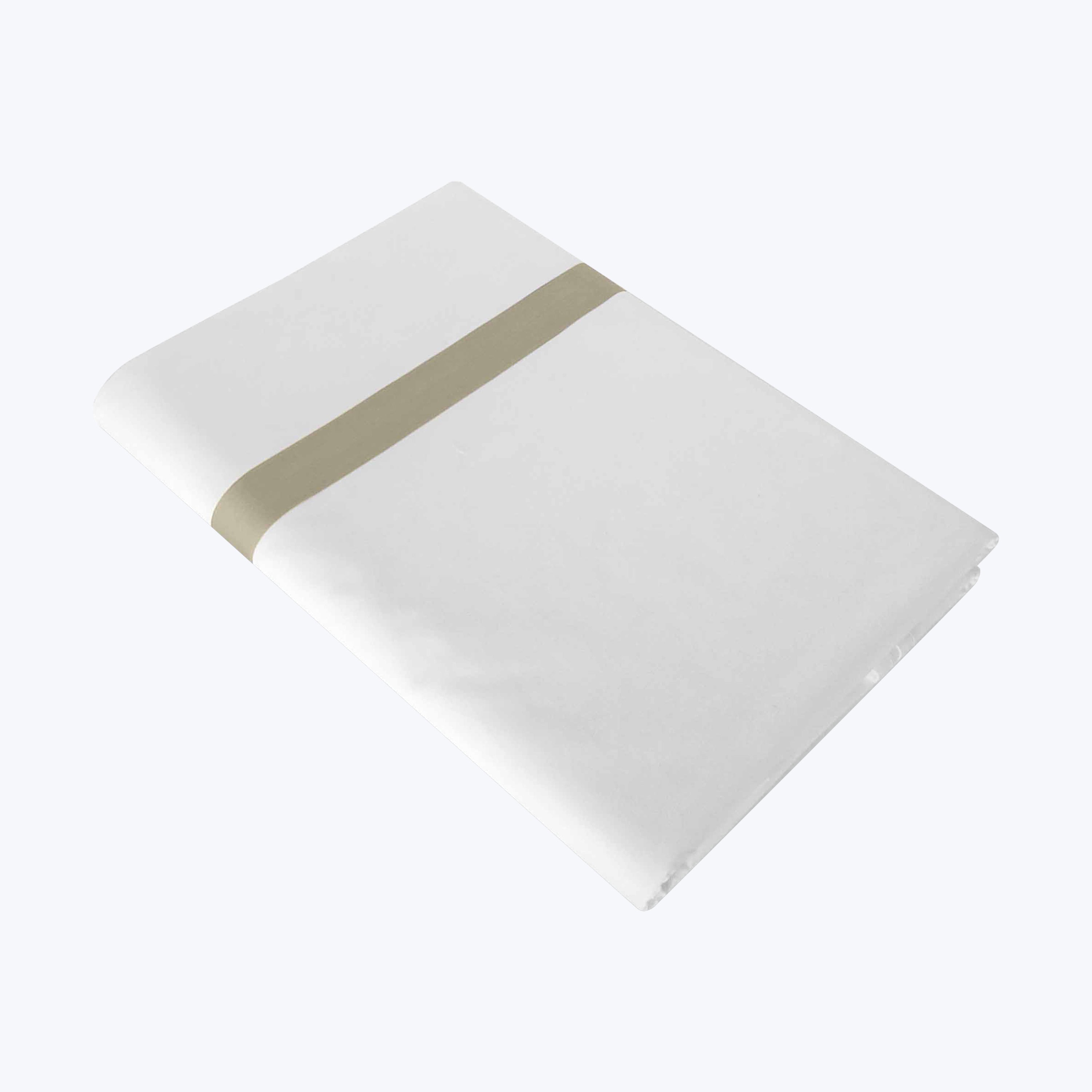 Pegaso Sheets & Pillowcases Flat Sheet / Twin / White/Khaki