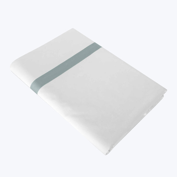 Pegaso Sheets & Pillowcases Flat Sheet / Twin / White/Wilton Blue