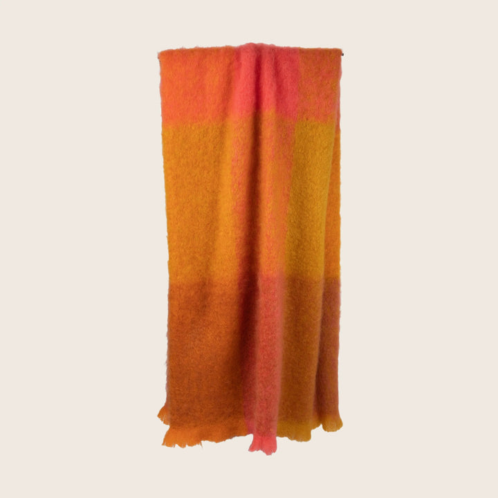 Mohair Buffalo Check Throw Sunset