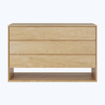 Modern minimalist dresser with natural wood finish, clean lines design.