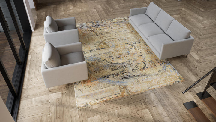 Multicolored Transitional Wool Rug - 8'9" x 11'8"