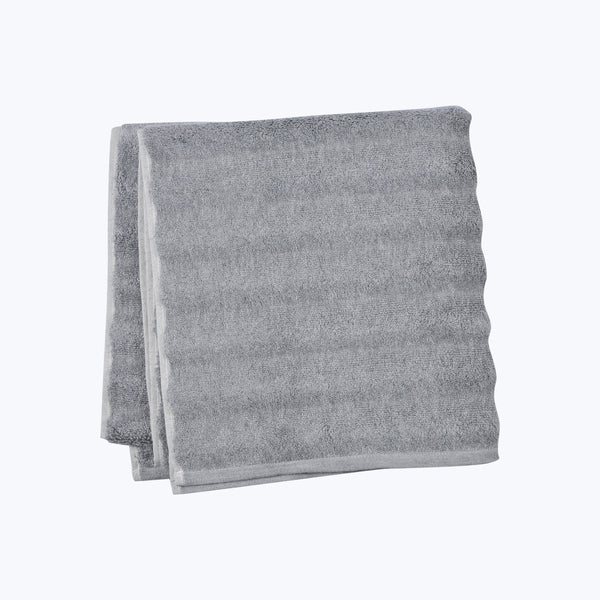 Ash Ribbed Bath Towel Light Grey
