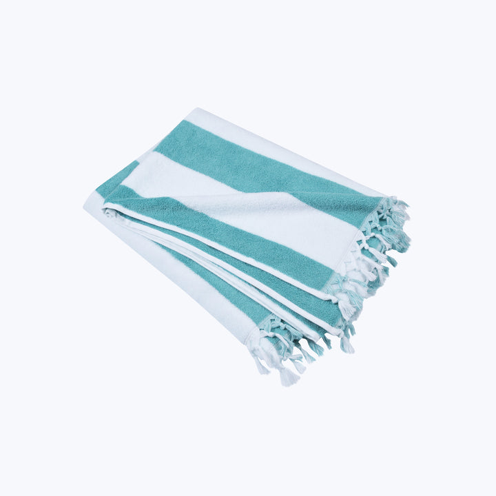 Cabana Beach Towel White/Aqua