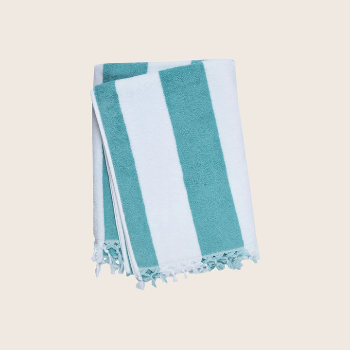 Cabana Beach Towel White/Aqua