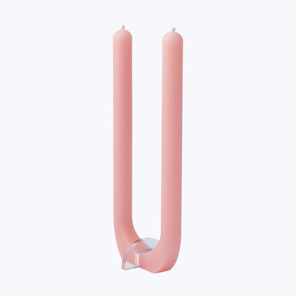 U Candle with Holder Pink