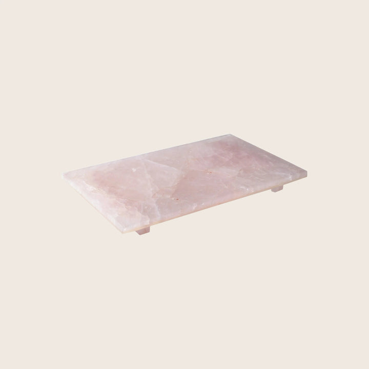 Taj Large Tray With Square Feet Rose Quartz
