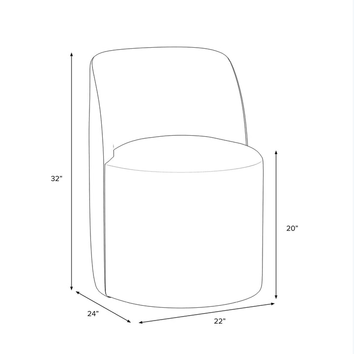 Simple line drawing of chair with dimensions: 32x20x24x22 inches.