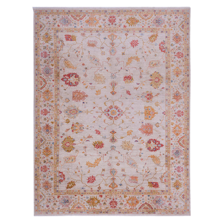Exquisite handcrafted rug with intricate floral design in vibrant colors.
