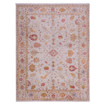 Exquisite handcrafted rug with intricate floral design in vibrant colors.