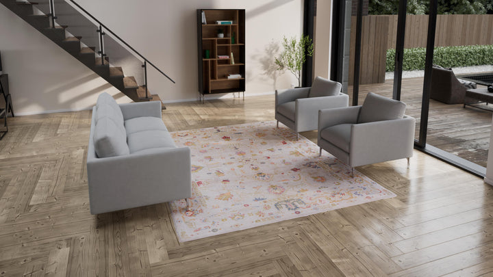 Grey Oushak Angora Wool Rug - 8' x 10'4"