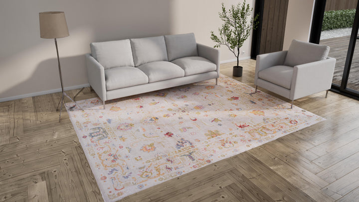 Grey Oushak Angora Wool Rug - 8' x 10'4"