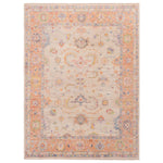 Cream and Orange Oushak Angora Wool Rug - 8' x 10'1"
