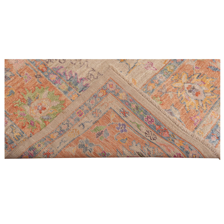 Cream and Orange Oushak Angora Wool Rug - 8' x 10'1"