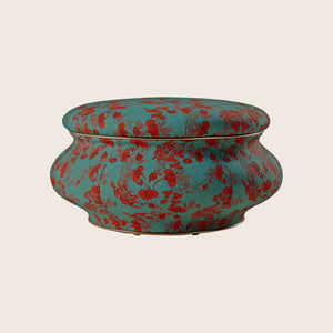 Vintage floral patterned vase with bulbous body and wide opening. - hover