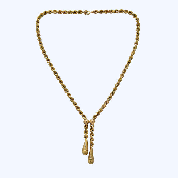 18K yellow gold rope tassel necklace