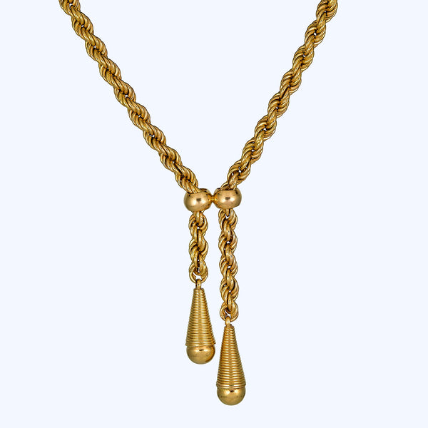 18K yellow gold rope tassel necklace
