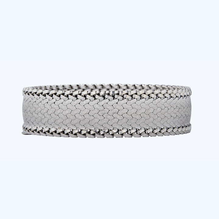 18K White Gold Textured Bracelet