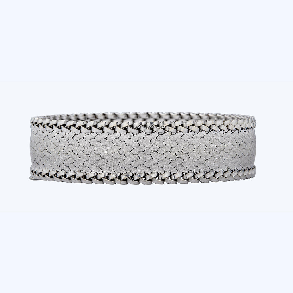 18K White Gold Textured Bracelet