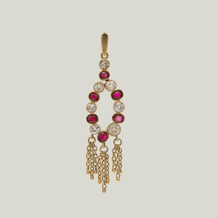 Diamond and Ruby Fringe Pendant