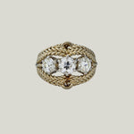 Textured 18K Yellow Gold 3-Stone Diamond Ring