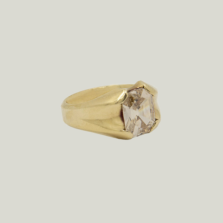 Vintage French 14K yellow gold and 1.65 ct. diamond ring