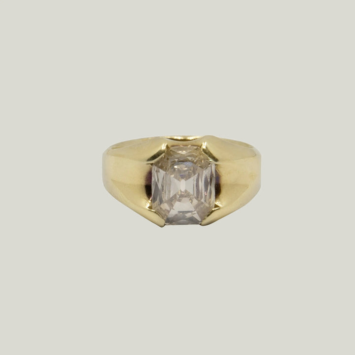 Vintage French 14K yellow gold and 1.65 ct. diamond ring