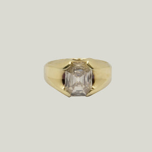 Vintage French 14K yellow gold and 1.65 ct. diamond ring