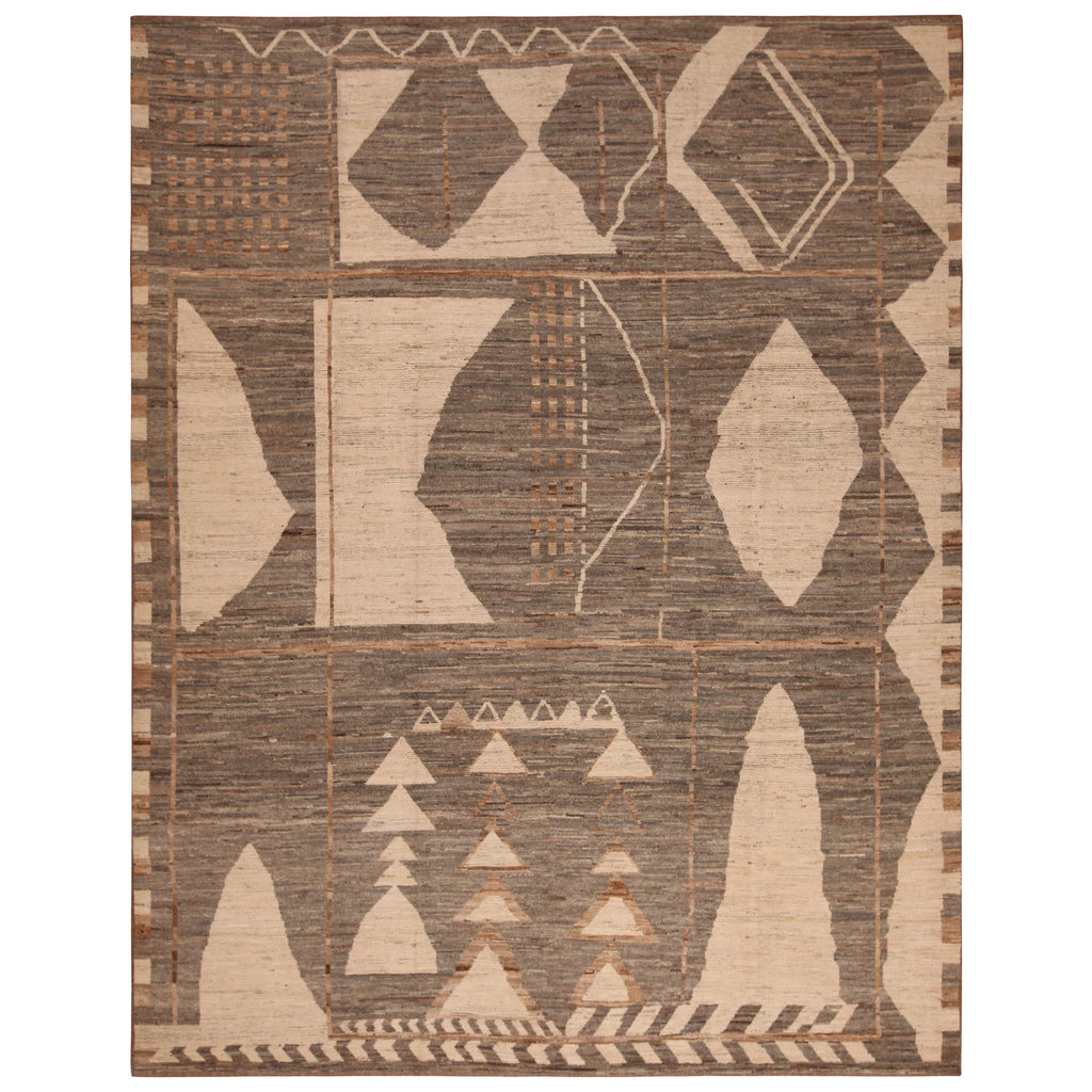 Brown Zameen Modern Wool Rug - 9'8" x 11'10"