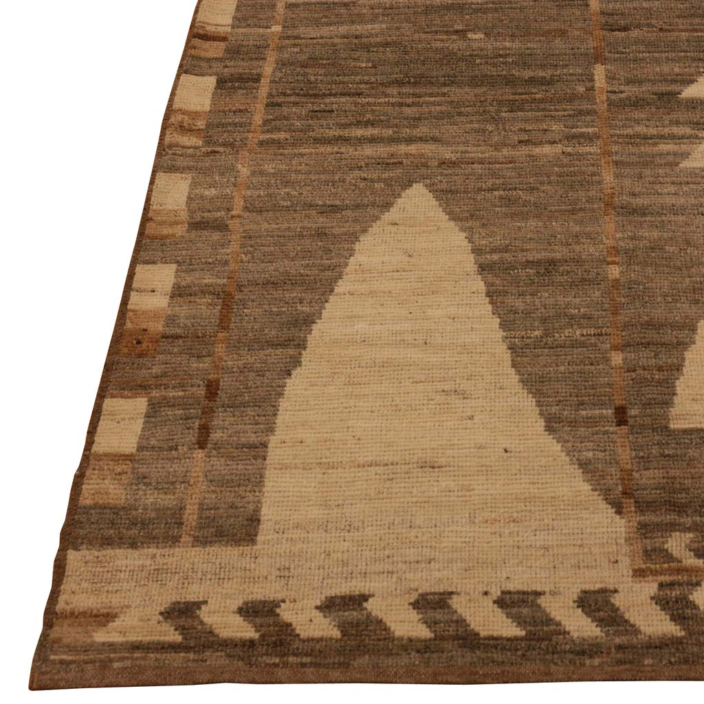 Brown Zameen Modern Wool Rug - 9'8" x 11'10"