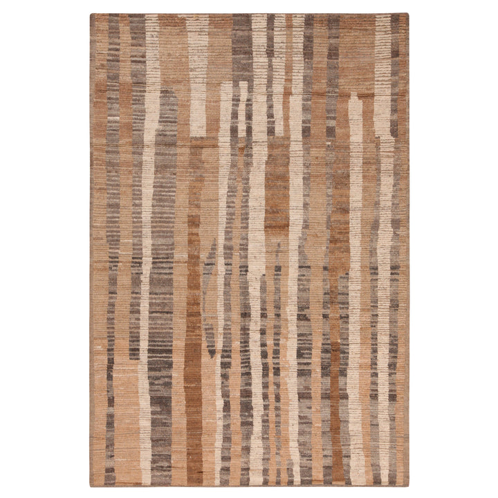 Brown Zameen Mid Century Modern Rug - 6'4" x 9'5"