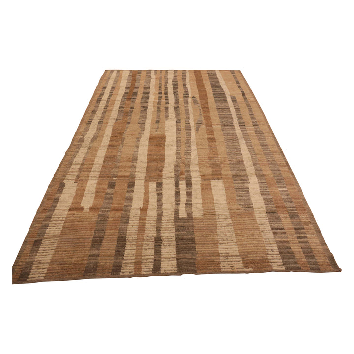Brown Zameen Mid Century Modern Rug - 6'4" x 9'5"