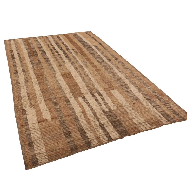 Brown Zameen Mid Century Modern Rug - 6'4" x 9'5"