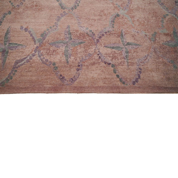 Pink Modern Silk Rug - 9'1" x 12'5"