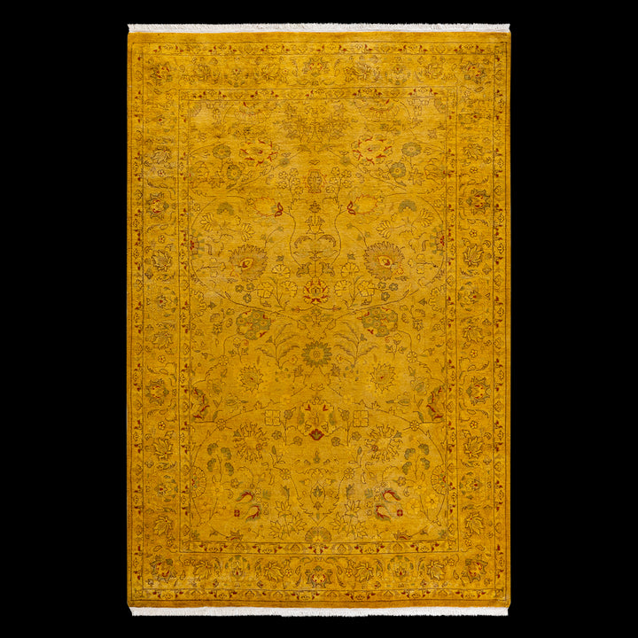 Color Reform, One-of-a-Kind Hand-Knotted Area Rug - Yellow, 4' 2" x 6' 4" Default Title