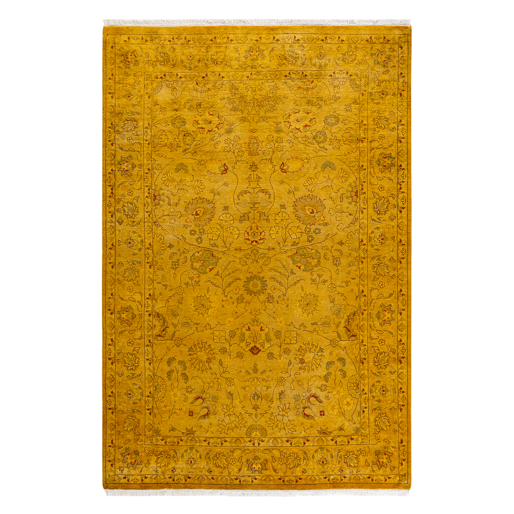 Color Reform, One-of-a-Kind Hand-Knotted Area Rug - Yellow, 4' 2" x 6' 4" Default Title