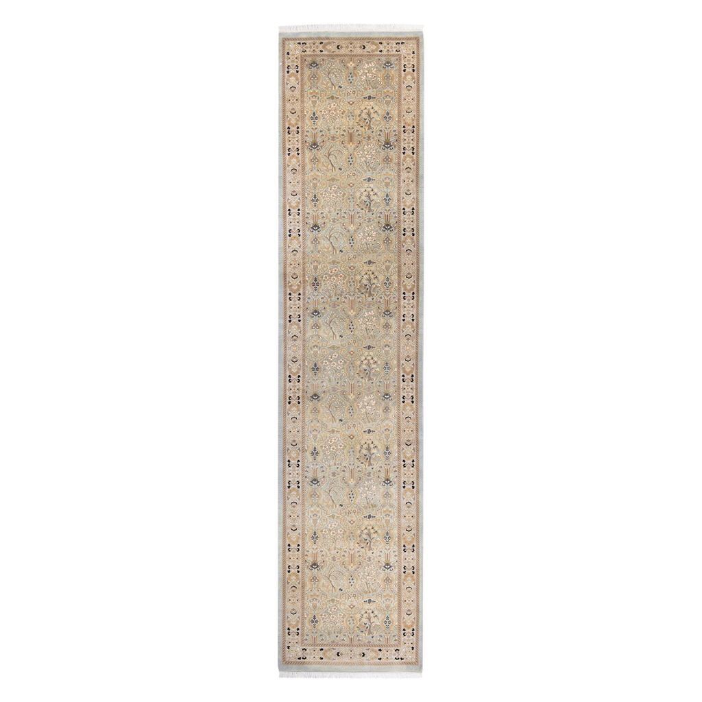 Tribal, One-of-a-Kind Hand-Knotted Area Rug - Light Blue, 2' 7" x 11' 10" Default Title