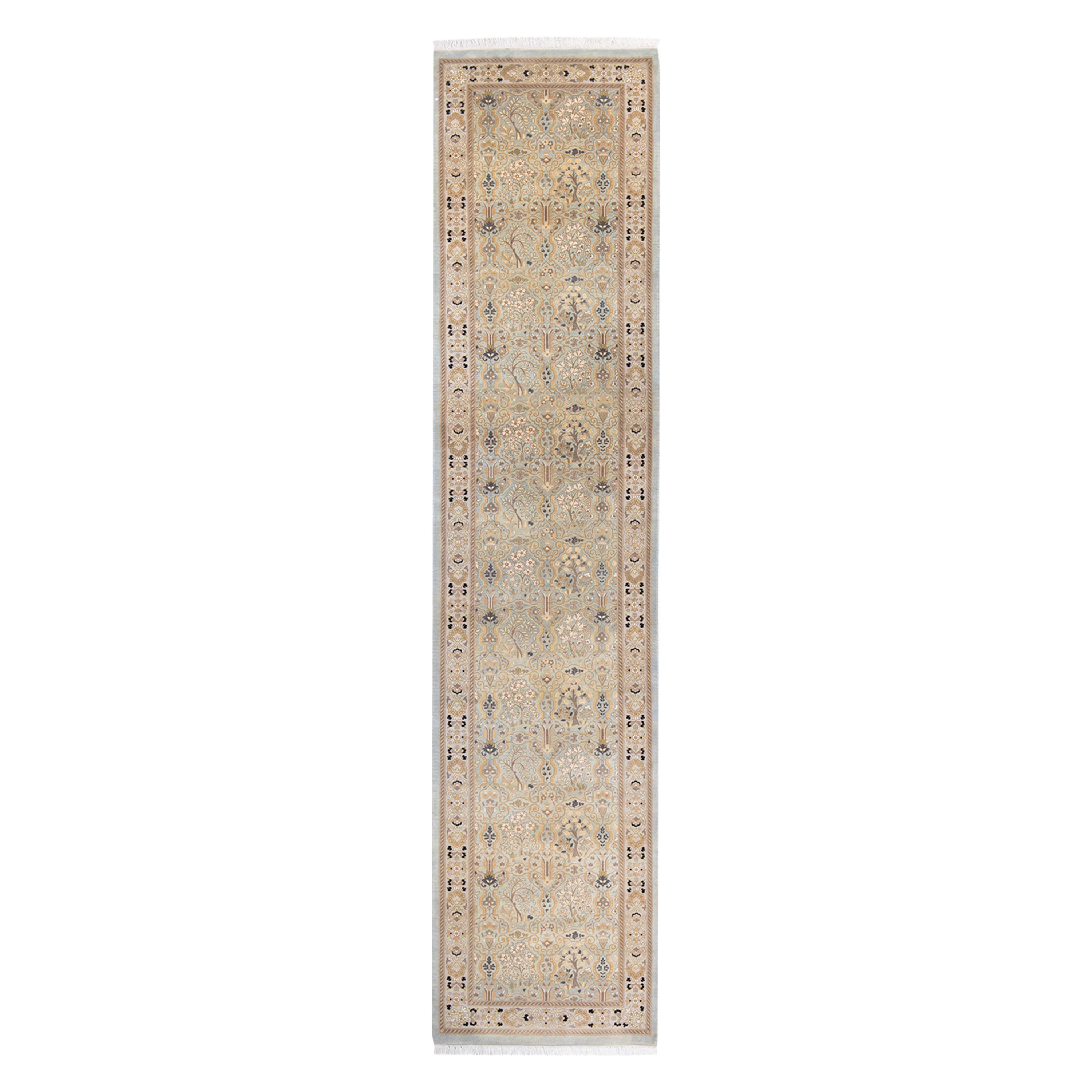 Tribal, One-of-a-Kind Hand-Knotted Area Rug - Light Blue, 2' 7" x 11' 10" Default Title