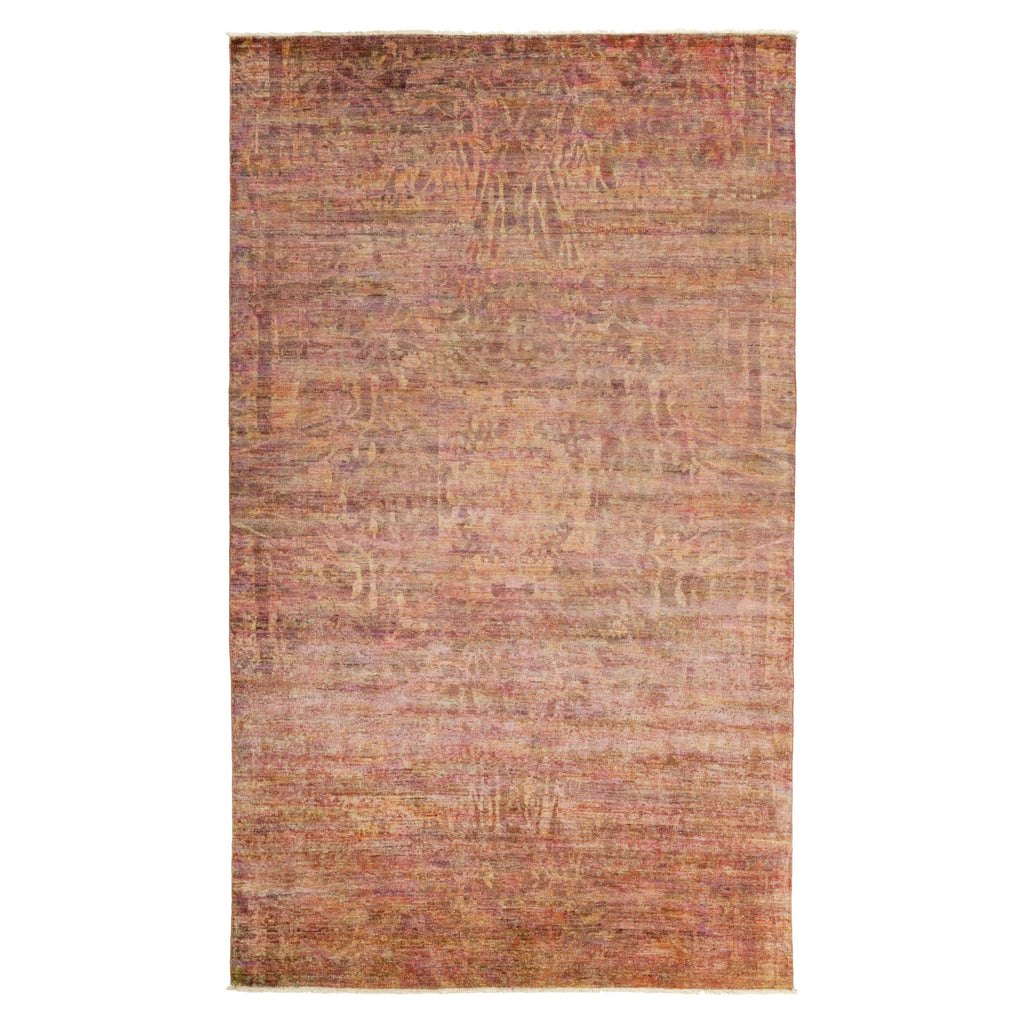 Vintage distressed rectangular rug with muted colors and subtle textures.