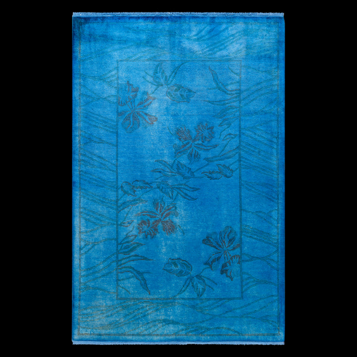 Color Reform, One-of-a-Kind Hand-Knotted Area Rug - Blue, 4' 6" x 6' 10" Default Title